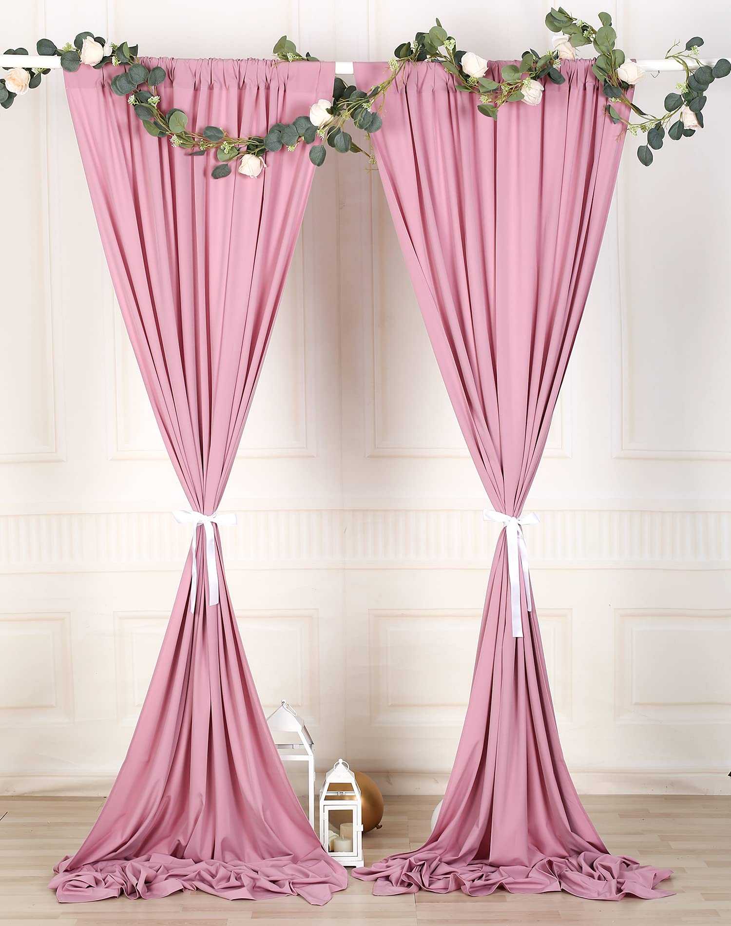 SHERWAY 2 Panels 4.8 Feet x 10 Feet Dusty Rose Photography Backdrop Drapes, Thick Polyester Window Curtain for Wedding Party Ceremony Stage Decorations