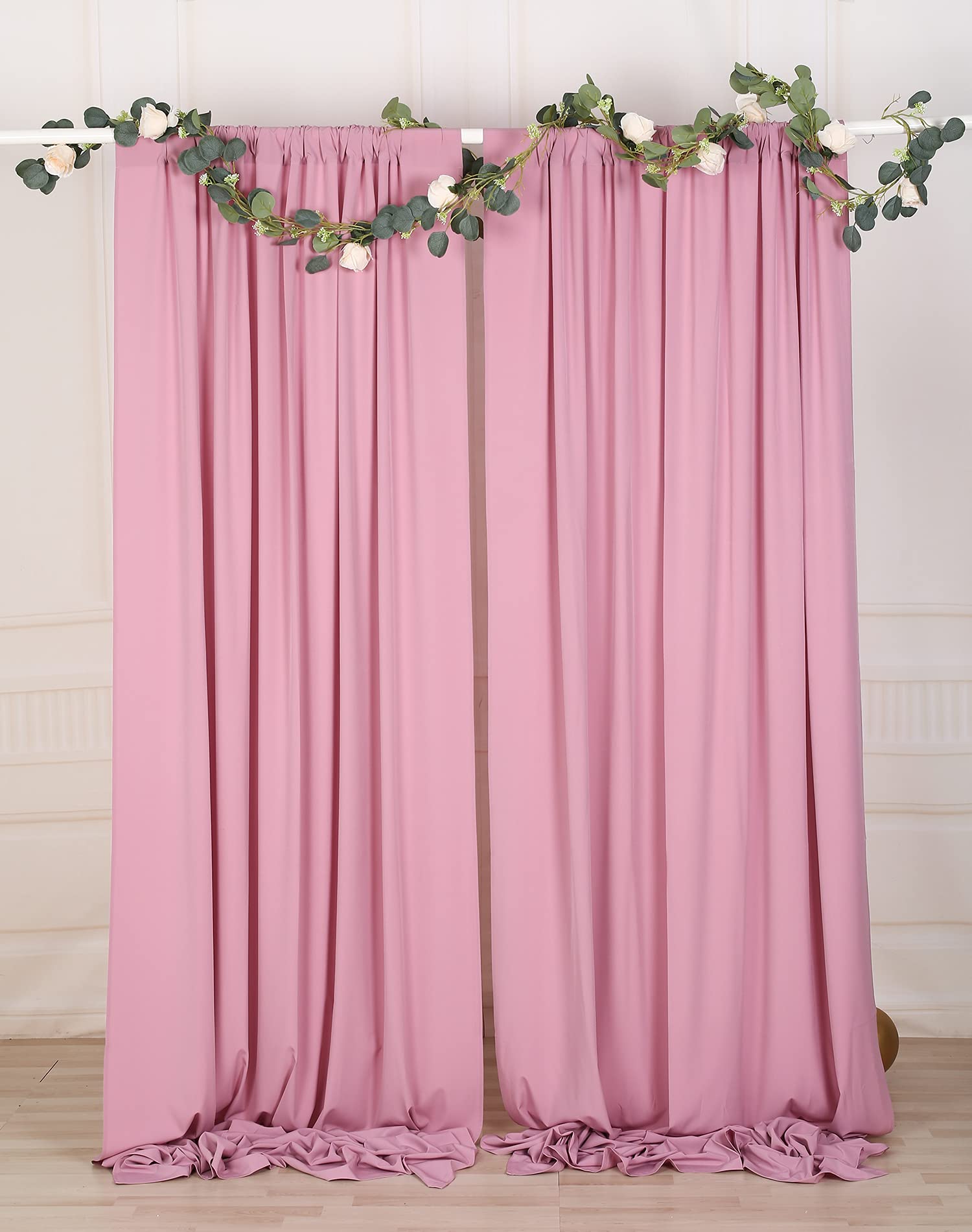 SHERWAY 2 Panels 4.8 Feet x 10 Feet Dusty Rose Photography Backdrop Drapes, Thick Polyester Window Curtain for Wedding Party Ceremony Stage Decorations