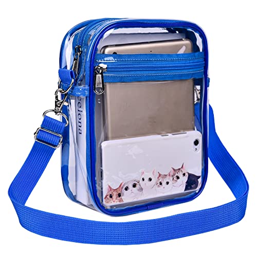 USPECLARE Clear Purse Stadium Clear Messenger Bag Stadium Approved for Men and Women Clear CrossBody Bag(Blue)