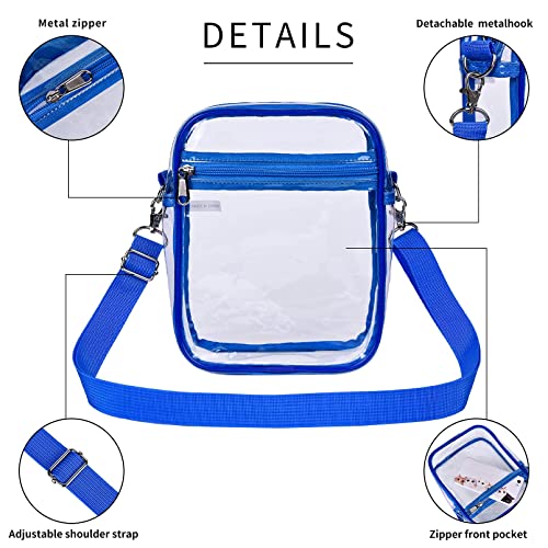 USPECLARE Clear Purse Stadium Clear Messenger Bag Stadium Approved for Men and Women Clear CrossBody Bag(Blue)