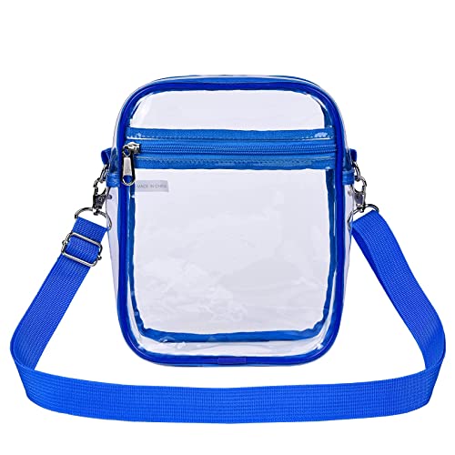 USPECLARE Clear Purse Stadium Clear Messenger Bag Stadium Approved for Men and Women Clear CrossBody Bag(Blue)