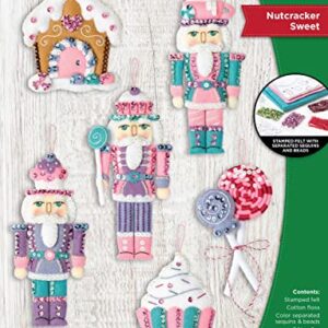 Bucilla Felt Applique 6 Piece Ornament Making Kit, Nutcracker Sweet, Perfect for DIY Arts and Crafts, 89292E