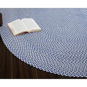 super area rugs tri-color cotton farmhouse braided rug - buffalo check blue,white,gray 4' x 6' oval