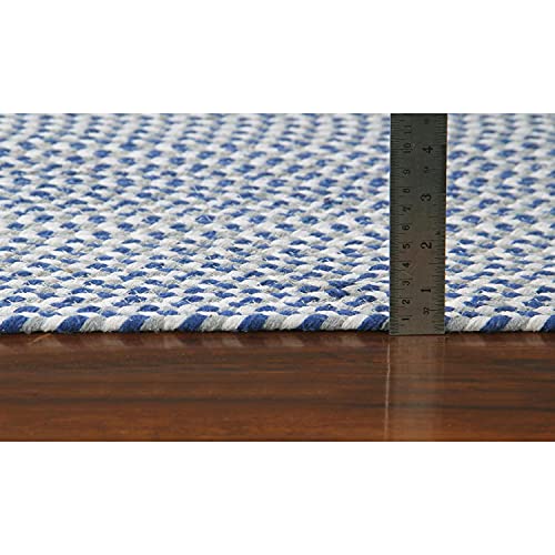 Super Area Rugs Tri-Color Cotton Farmhouse Braided Rug - Buffalo Check Blue,White,Gray 4' x 6' Oval