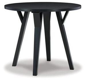 signature design by ashley otaska mid century modern round dining room table, black