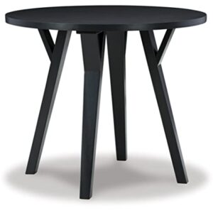 Signature Design by Ashley Otaska Mid Century Modern Round Dining Room Table, Black