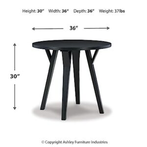 Signature Design by Ashley Otaska Mid Century Modern Round Dining Room Table, Black