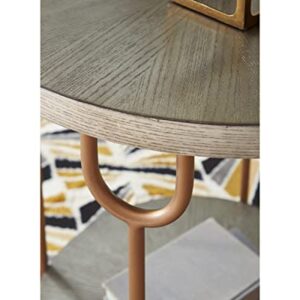 Signature Design by Ashley Ranoka Industrial Round End Table with Shelf, Gray