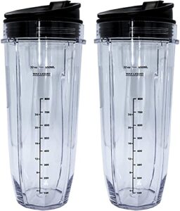 bidihome 2 pack 32 ounce cup with sip n seal lids, compatible with nutri ninja auto-iq 1000w and duo blenders
