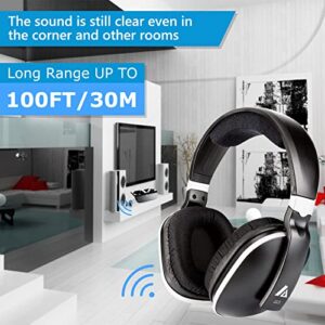 ANSTEN Wireless Headphones for TV Watching, Over-Ear Headset for Television Listening with 2.4GHz Digital Transmitter, No Audio Delay, 100 Work Rang, 20 Hrs Playtime, 3.5mm RCA Plug n Play