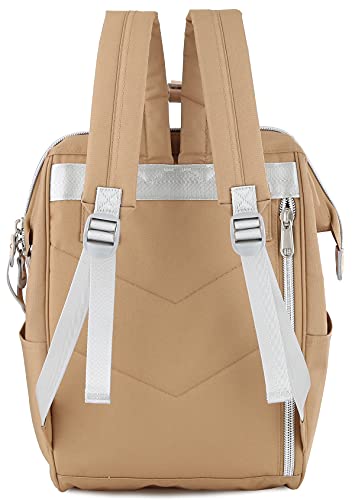 himawari Laptop Backpack for Women&Men Travel With USB Charging Port Large Business Bag Water Resistant College Computer Doctor (1881-Camel, Regular)