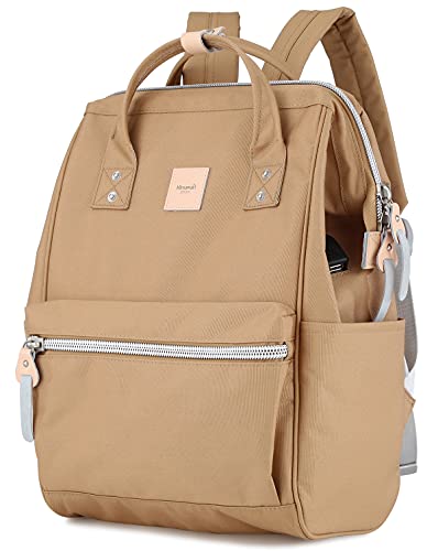 himawari Laptop Backpack for Women&Men Travel With USB Charging Port Large Business Bag Water Resistant College Computer Doctor (1881-Camel, Regular)