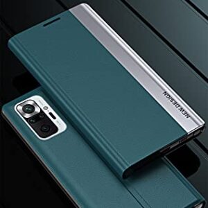 Ysnzaq for Xiaomi Redmi Note 10 4G (Not 5G) Flip Phone Case with Hard PU + TPU Leather Fashion Slim Shockproof Magnetic Full Body Protective Kickstand Phone Cover for Xiaomi Redmi Note 10S CX Green