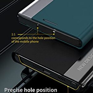 Ysnzaq for Xiaomi Redmi Note 10 4G (Not 5G) Flip Phone Case with Hard PU + TPU Leather Fashion Slim Shockproof Magnetic Full Body Protective Kickstand Phone Cover for Xiaomi Redmi Note 10S CX Green