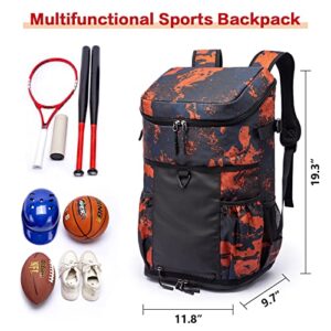 TUGUAN Baseball Backpack for Adults Sports Exercise Training Softball Soccer Coach Baseball Bat Equipment Backpack Bags Shoe Compartment with Hook for Helmet