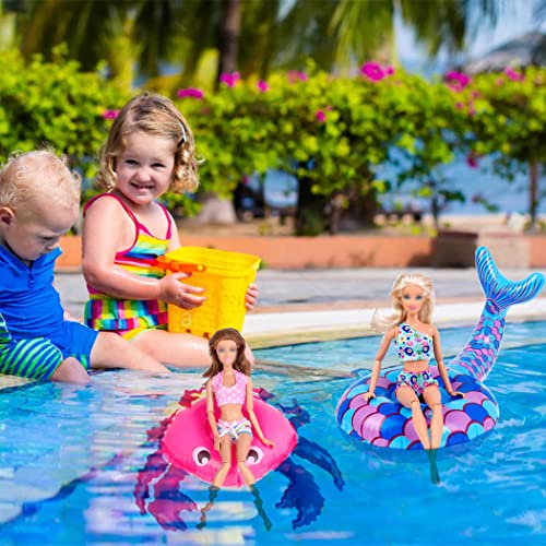 9 Pack Pool Floaties for Girl Dolls Swimming Pool Party Ring Inflatable Drink Holder for 11.5" Girl Dolls Cup Coasters for Kids Pool Toys