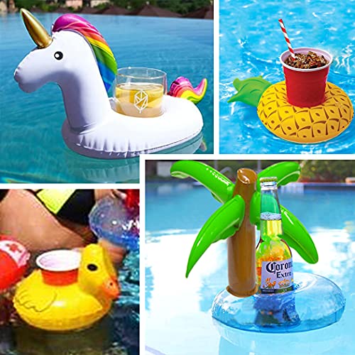 9 Pack Pool Floaties for Girl Dolls Swimming Pool Party Ring Inflatable Drink Holder for 11.5" Girl Dolls Cup Coasters for Kids Pool Toys