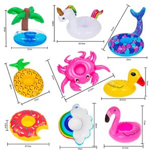 9 Pack Pool Floaties for Girl Dolls Swimming Pool Party Ring Inflatable Drink Holder for 11.5" Girl Dolls Cup Coasters for Kids Pool Toys