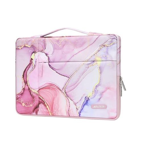 MOSISO Laptop Sleeve Compatible with MacBook Air/Pro, 13-13.3 inch Notebook, Compatible with MacBook Pro 14 inch 2023-2021 A2779 M2 A2442 M1, Polyester Multifunctional Briefcase Bag Marble MO-MBH216