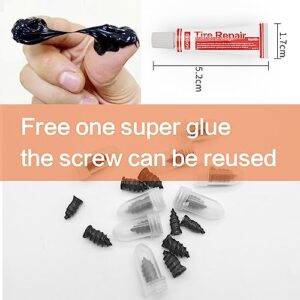 NORSHIRE Tire Repair Nail,Self-Tapping Screw,Tire Repair Kits,Tire Screw Plug,Tire Repair Rubber Nail,Tire Fix,Suitable for car, Motorcycle, ATV, Jeep, Truck, Tractor tire Puncture Repair