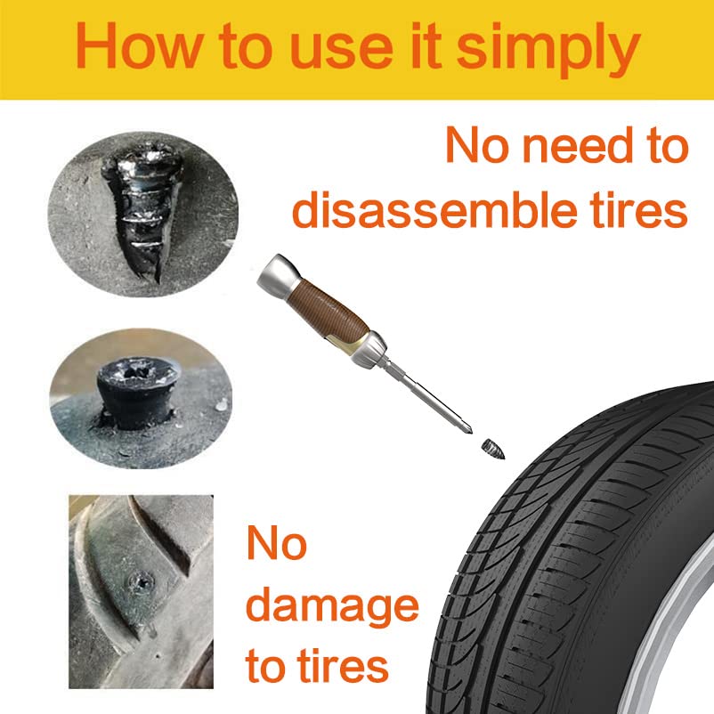 NORSHIRE Tire Repair Nail,Self-Tapping Screw,Tire Repair Kits,Tire Screw Plug,Tire Repair Rubber Nail,Tire Fix,Suitable for car, Motorcycle, ATV, Jeep, Truck, Tractor tire Puncture Repair