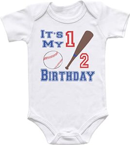 its my half birthday baseball bodysuit or t-shirt for baby boy (12m short sleeve bodysuit)