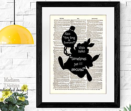 Alice In Wonderland Mad Hatter: The Secret Alice. Decor - 4 piece set - Dictionary Art Print Quotes and Sayings Print - UNFRAMED 9 X 11 inches