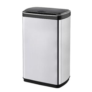 elpheco 50 liter / 13.2 gallon rectangular kitchen trash can, brushed stainless steel finish motion sensor trash can, automatic trash can for kitchen, living room, office, 3 aa batteries (excluded)
