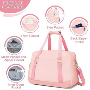 Sports Gym Bag for Women, Sport Duffle Workout Bags with Shoe Compartment & Wet Pocket, Small Womens Gym Bags, A-pink