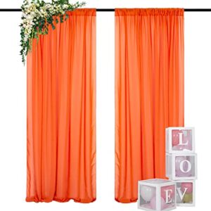 orange chiffon backdrop curtain 10ft sheer curtains 2 panels 29x120-inch chiffon fabric drapes for wedding ceremony voile curtains photography backdrop drapes party stage decoration