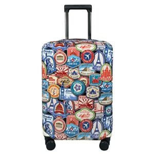 explore land travel luggage cover suitcase protector fits 18-32 inch luggage (landmark sticker, s(18-22 inch luggage))