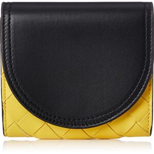 Bottega Veneta 577841 VCCK2 Bifold Wallet, Nero/Yell/Yellsilver