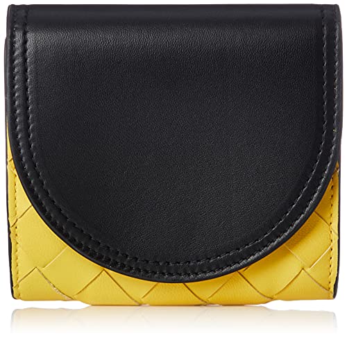 Bottega Veneta 577841 VCCK2 Bifold Wallet, Nero/Yell/Yellsilver