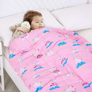 kivik toddler weighted blanket for kids 3 lbs 36x48,pink weighted blanket for girls,childrens heavy blanket for calming and sleep,pink unicorn