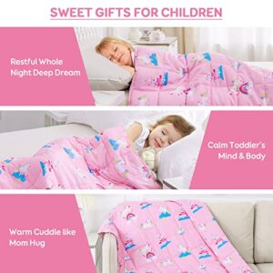 Kivik Toddler Weighted Blanket for Kids 3 lbs 36x48,Pink Weighted Blanket for Girls,Childrens Heavy Blanket for Calming and Sleep,Pink Unicorn