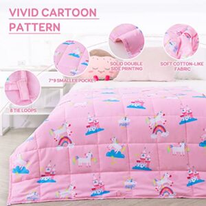 Kivik Toddler Weighted Blanket for Kids 3 lbs 36x48,Pink Weighted Blanket for Girls,Childrens Heavy Blanket for Calming and Sleep,Pink Unicorn