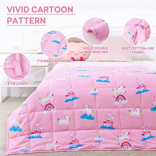 Kivik Toddler Weighted Blanket for Kids 3 lbs 36x48,Pink Weighted Blanket for Girls,Childrens Heavy Blanket for Calming and Sleep,Pink Unicorn