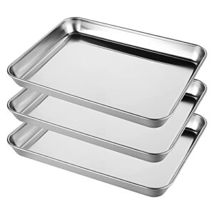 getton stainless steel tray, 3pcs premium metal surgical medical tray organizer containers for tattoo tool bathroom lab instrument supplies dental tools kitchen baking, 10.5 × 8 × 1 inch(getton)