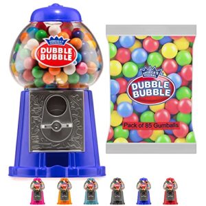 gumball machine for kids 8.5" - coin operated bubble gum machine and toy bank - candy machine dispenser includes 85 gum balls - great candy dispenser machine gift toys for girls and boys - 8.5" (blue)