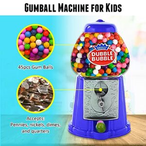 Gumball Machine for Kids 8.5" - Coin Operated Bubble Gum Machine and Toy Bank - Candy Machine Dispenser Includes 85 Gum Balls - Great Candy Dispenser Machine Gift Toys for Girls and Boys - 8.5" (Blue)