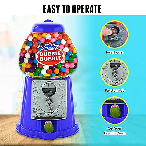 Gumball Machine for Kids 8.5" - Coin Operated Bubble Gum Machine and Toy Bank - Candy Machine Dispenser Includes 85 Gum Balls - Great Candy Dispenser Machine Gift Toys for Girls and Boys - 8.5" (Blue)