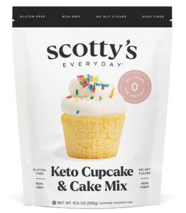 keto cupcake & cake mix - gluten free zero carb keto baking mix - 0g net carbs per serving - easy to bake - no nut flours - great keto dessert, sugar free, non-gmo, kosher. 10.6oz mix