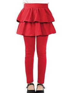 kereda girls leggings tutu skirt pants kids cotton footless tights 10-12 red