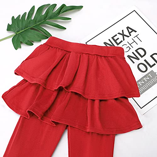 KEREDA Girls Leggings Tutu Skirt Pants Kids Cotton Footless Tights 10-12 Red