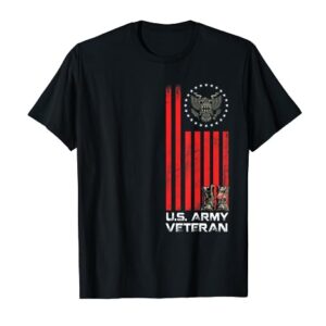 Proud US Army Veteran USA Flag, Army Boots And America Flag T-Shirt