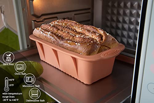 Baocuan 3 pack Silicone Bread Loaf Pan Bread and Set of 3 colors Non-Stick Baking Mold Easy release and baking mold for Homemade Cakes, Breads, Meatloaf and quiche