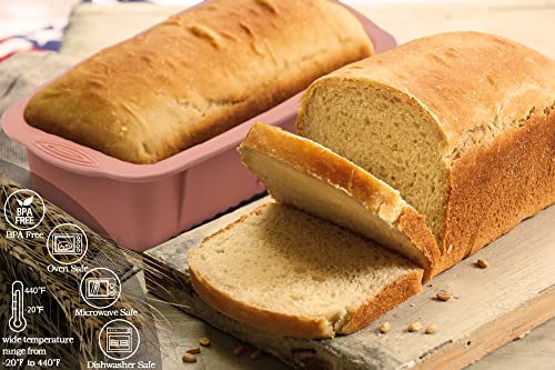 Baocuan 3 pack Silicone Bread Loaf Pan Bread and Set of 3 colors Non-Stick Baking Mold Easy release and baking mold for Homemade Cakes, Breads, Meatloaf and quiche