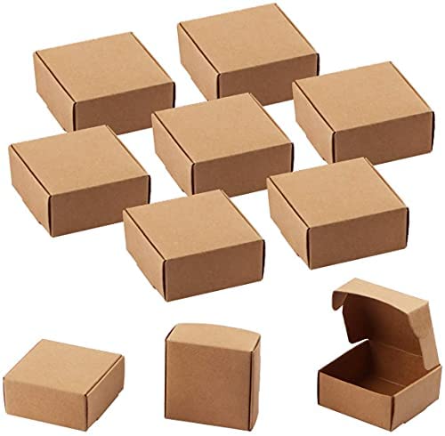 Sdootjewelry Small Kraft Gift Box, 30 Packs 4.13''×4.13''×1.57'' Mini Brown Kraft Paper Box Cardboard Ring Earring Jewelry Boxes