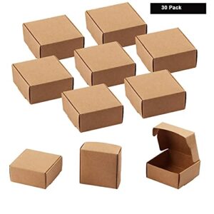 Sdootjewelry Small Kraft Gift Box, 30 Packs 4.13''×4.13''×1.57'' Mini Brown Kraft Paper Box Cardboard Ring Earring Jewelry Boxes