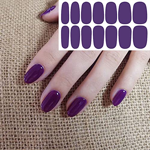 WOKOTO 20 Sheets Dark Solid Color Series Nail Polish Strips Stickers with Nail File Self-Adhesive Punk Rock Gel Nail Strips Full Nail Wraps for Women Nails Art